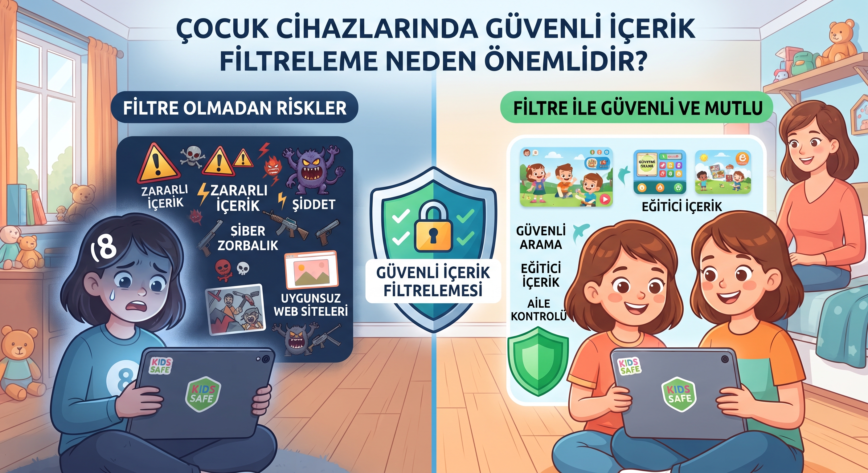 Safe content filtering and digital safety for children